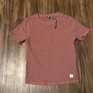 Vuori Ribbed Short Sleeve Top Small, Dusty Rose